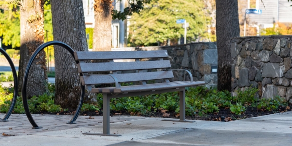 Wishbone Standard Bench with Armrests and Loop Bike Racks at Bellewood Park in Victoria-2